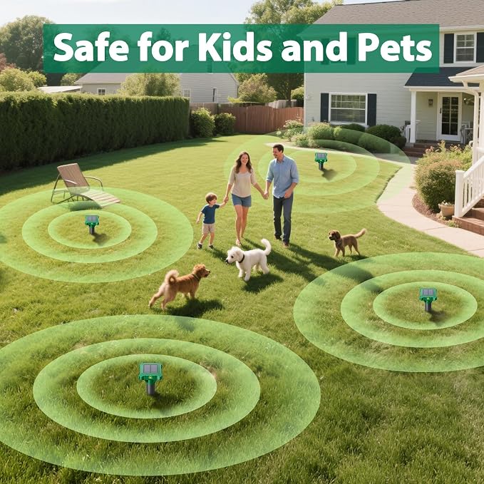 8 Pack Mole Repellent Solar Powered, Gopher Repellent Ultrasonic for Lawns, IP65 Waterproof Mole Deterrent for Yard, Outdoor Pest Control for Groundhog, Vole, Armadillo, Chipmunk, Snake