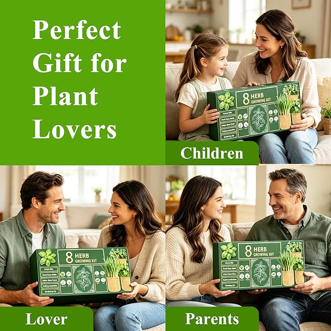 Indoor Herb Garden Kit, Culinary Herb Starter Kit with Seeds & Tools for Beginners, Ultimate Birthday Gifts for Women Men Mom Dad, House Warming Gifts for New Home, Kitchen Decor, Father Day Gifts