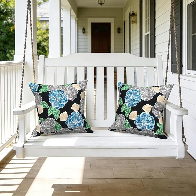 LVTXIII Outdoor Pillow Covers 20x20 Inch, 2 Pack Large Square Throw Pillow Cases, Fade-Resistant Cushion Covers for Patio Furniture Sofa, Garden Porch, Sketch Peony