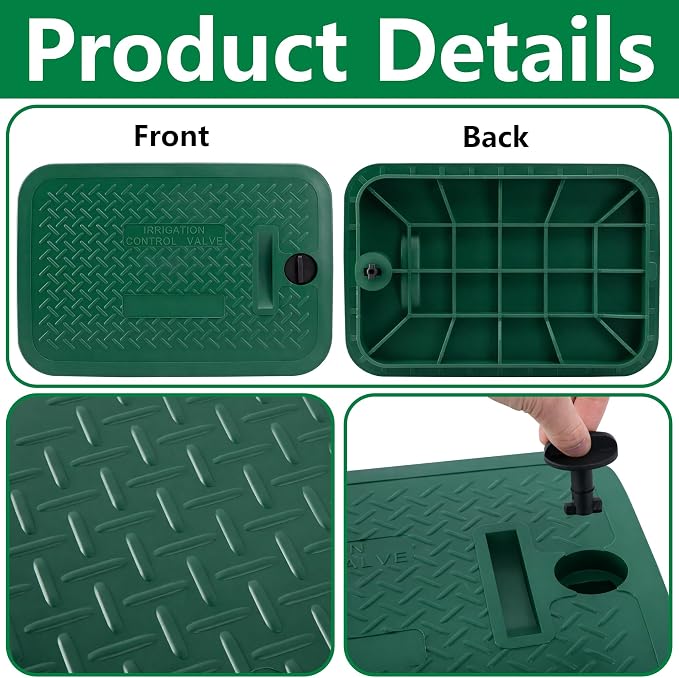 EBaokuup 12 x 17 Inch Irrigation Valve Box Cover, Rectangular Sprinkler Valve Lids with Plug, Sprinkler Valve Cover Replacement for Outdoor Irrigation Watering Equipment, Only Covers, Box Not Included