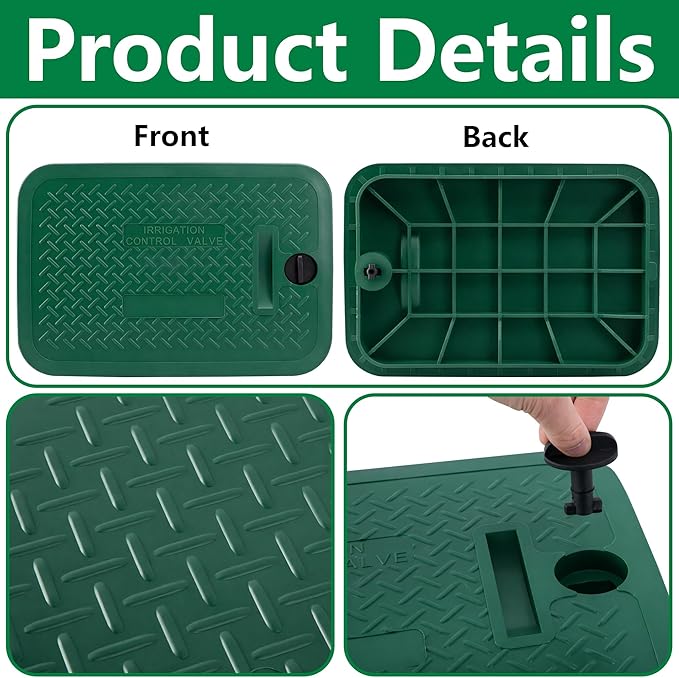 2 Pcs 12 x 17 Inch Irrigation Valve Box Cover, Rectangular Sprinkler Valve Lids with Plug, Sprinkler Valve Cover Replacement for Outdoor Irrigation Watering Equipment, Only Covers, Box Not Included