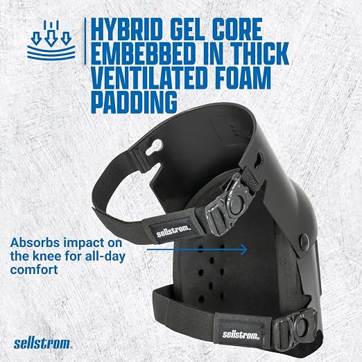 Sellstrom Ultra Flex KneePro Hybrid Professional Knee Pads for Men & Women with Built-in Gel Pack & Foam Cushioning & Heavy Duty Hard Outer Shell - Adjustable Straps with Quick-Clips & Ergonomic Metal Hinges - for Construction Work, Gardening, Roofing,...