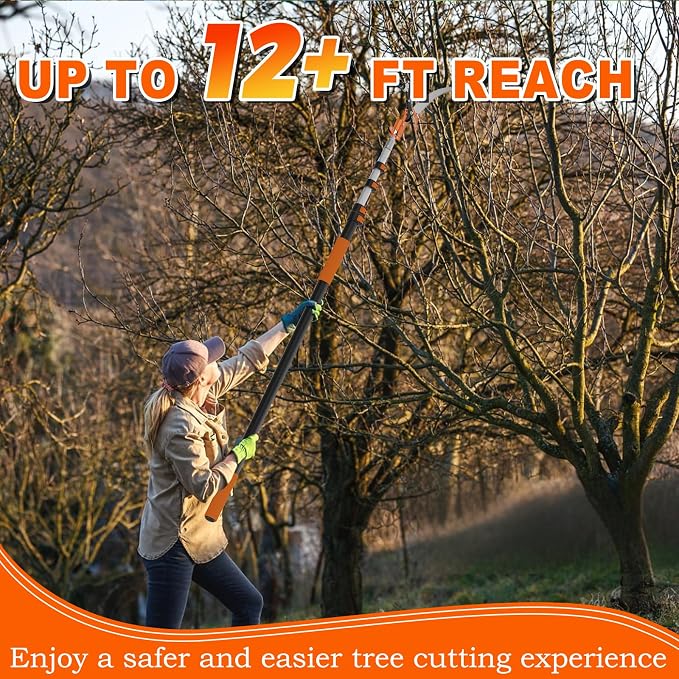SISUPASSIE 20FT Reach Tree Trimmer, Telescoping Pole Saw with 3-12FT Extension Pole, Manual Tree Pruner Extendable for Yard, Garden, Patios