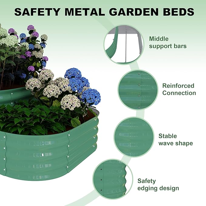 GarveeHome Galvanized Steel Raised Garden Bed - 30.7 in Deep Open-Base Design,Assembly & Expandable Planter Box for Vegetables/Flowers, Family-Friendly Gardening Kit (5x3.5x2.5 ft),Green