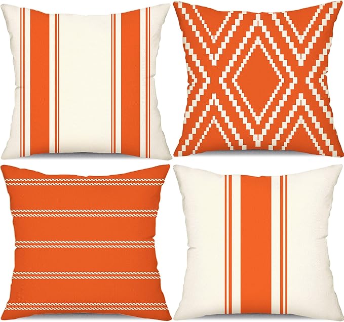 DFXSZ Outdoor Pillow Covers 18x18 Inch Set of 4 Waterproof Modern Geometry Throw Pillows Outdoor Summer Waterproof Decor for Patio Funiture Garden Polyester Cushion Covers 013E