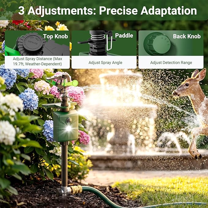 Solar Motion Activated Sprinklers for Animal Deterrent 2 Pack Cat Repellent Animal Sprinkler Repeller with Motion Sensor Flashing Lights Deer Rabbit Bird Squirrel for Yard Lawn Farm Backyard
