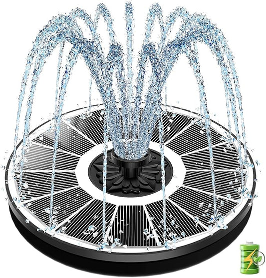 SZMP Solar Bird Bath Fountains Spraying Water in The Shadow, Solar Water Fountain Pump Outdoor Garden 3.5W White Glass Panel with 2000mAh Battery Replaceable Nozzles