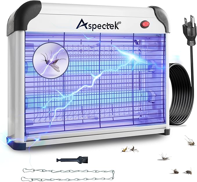 Aspectek 20W Electric Indoor Bug Zapper, Mosquito, Moth, Wasp, Insect Killer, Fly Zapper, Bug Lamp Light for Home, Restaurant, Office Use with Protection Mesh Film. Efficient & Effective