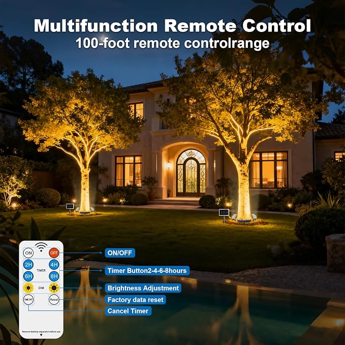Solar Palm Tree Lights Outdoor,14400mAh large battery，solar tree lights,landscape light,3000K,IP65 waterproof,supports remote control,timer and dimming,Large trees suitable for courtyards and gardens