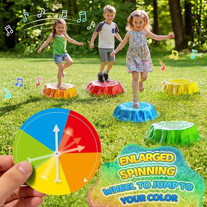 Flooyes Stepping Stones for Kids, 5PCS Light Up & Music Non-Slip Stepping Stones, Sensory Toys for Toddler Balance & Coordination Skills, Indoor & Outdoor Toys for Toddlers Ages 3-5