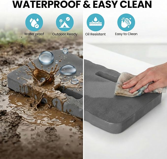 Extra Thick Foam Kneeling Pad for Gardening and Exercise Soft Comfortable Knee Cushion Mat for Floor Work Yard Tasks and Home, Set of 2 Large Grey