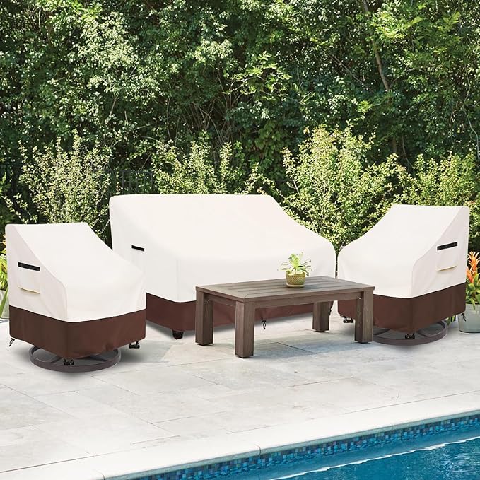 Outdoor Couch Covers,76 Inches Outdoor Sofa Cover, Waterproof Patio Furniture Cover,Furniture Covers for Patio Seating (Beige)