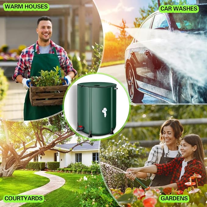 200 Gallon Collapsible Rain Barrel, Foldable Outdoor Water Tank with Faucet, for Garden Irrigation Water Storage (200Gal)