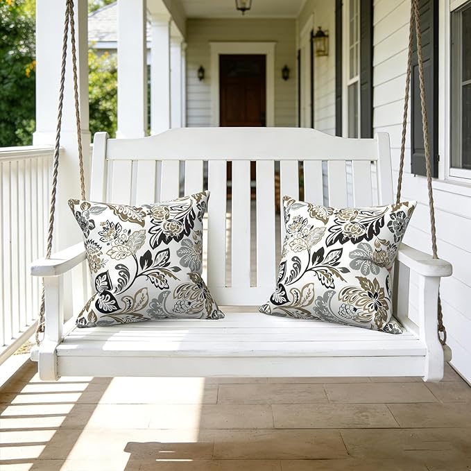 LVTXIII 2 Pack Outdoor Throw Pillow Covers for Patio Furniture, 16x16 Inch Square Pillow Case, Water-Repellent Cushion Covers for Garden, Porch, Sofa, Dailey Tan