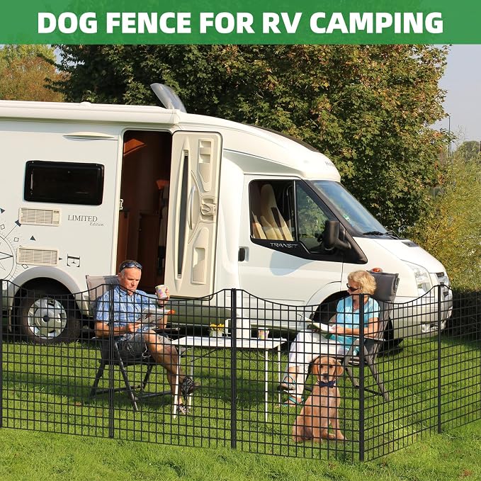 5 Panels No Dig Outdoor Garden Fence for Yard, 40 in(H) X 12 ft(L) Animal Barrier Fence with Lock, Tall Metal Garden Fence Panels, Temporary Fence Outdoor for Yard, Dog, Rabbits