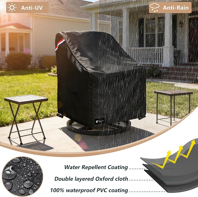 Outdoor Swivel Rocker Chair Cover 4 Pack, Waterproof Rocking Chair Covers, All-Weather Protection Outdoor Lawn Patio Furniture Covers for Patio Chair 32" W x 35" D x 32" H, Black
