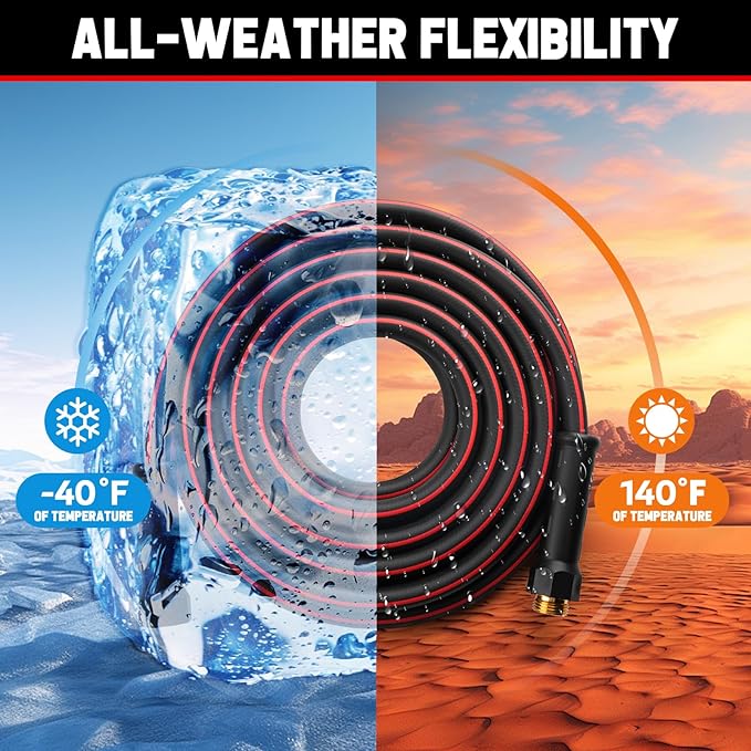 Garden Hose 75ft x 5/8", NON-EXPANDABLE Heavy Duty Premium Flexible Water Hose, No Kink, Leakproof, Lightweight Hybrid Hose with Male to Female Fittings for Household&Backyard