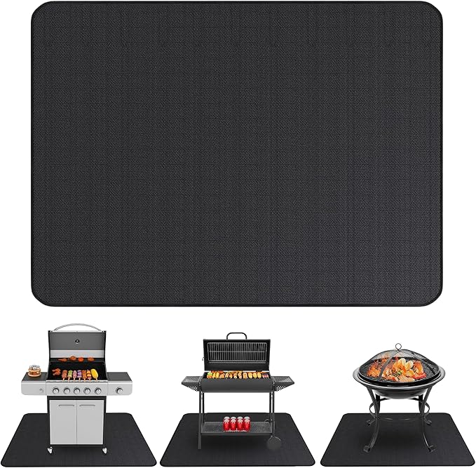 Under Grill Mats for Outdoor Grill (60 x 40 inch) Double-Sided Mat for Under Fire Pit Mat the Perfect Grill Matt for Outdoor Grill Deck Protector and BBQ Matt for Under Grill Mat for Deck