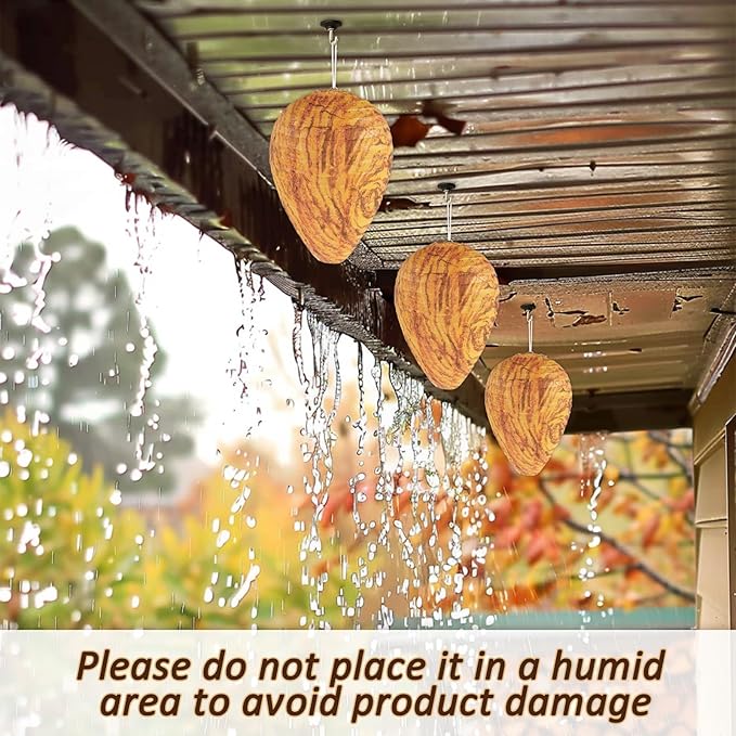 DECYOOL 6 Pack Paper Wasp Nest Decoy Hanging Wasp Nest Stay Away from Wasps Hornets Yellow Jackets(Orange)