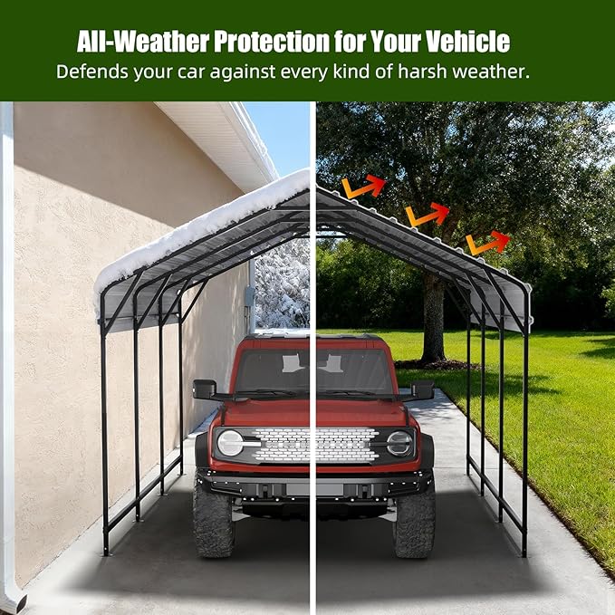 Metal Carport Heavy Duty 20x20ft Outdoor Galvanized Steel Car Port, Vehicle Canopy Garage Shade, Multi-Use Shelter for Car, Boat, Tractors & Outdoor Storage