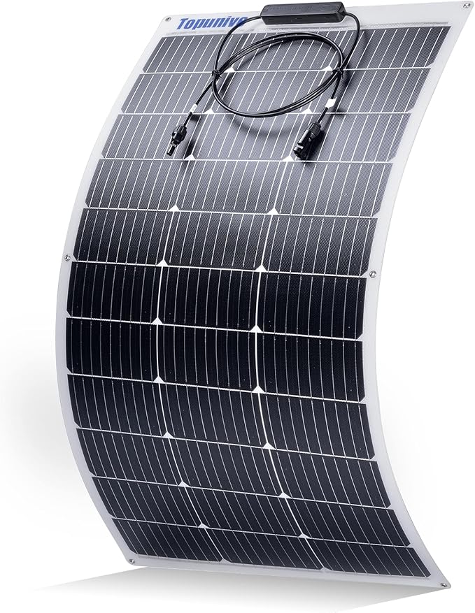 100W 12V Flexible Solar Panel 9BB Monocrystalline Cell 12 Volt Semi-Flexible for Marine RV Trailer Boat Cabin Van Car Uneven Surfaces 12V Battery Charge