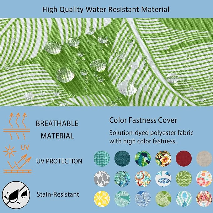 COZYVIDA Outdoor Dining Chair Cushion Set of 4, 20"x20" Square Seat Pads with Tie Straps and YKK Zippers, 30D High-Density Foam, Water-Resistant Fabric,UV-Resistant 1000+ Hrs