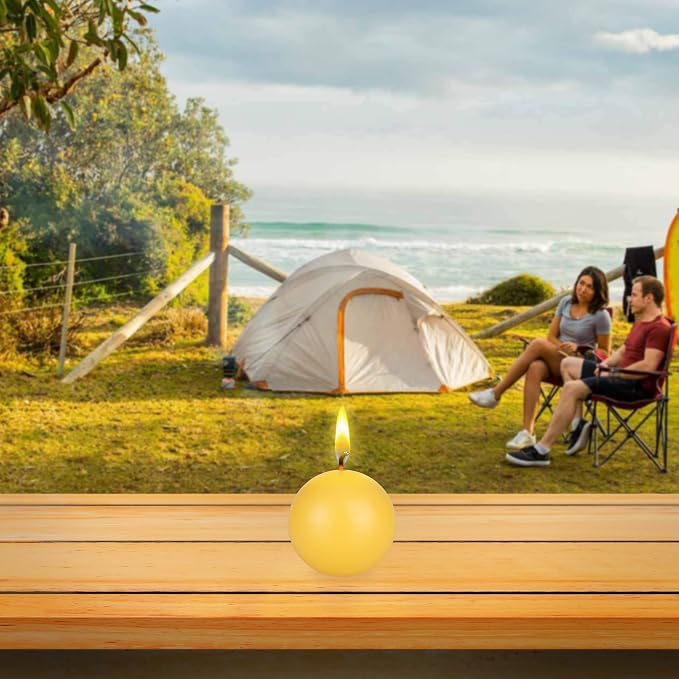Mega Candles 3 pcs Scented Solid Citronella Ball Round Candles, Hand Poured Wax Candle 3 Inch Diameter, Indoor & Outdoor Use, Camping, Festivities, Events, Party Usage, Patio, Barbecue BBQ, Picnics