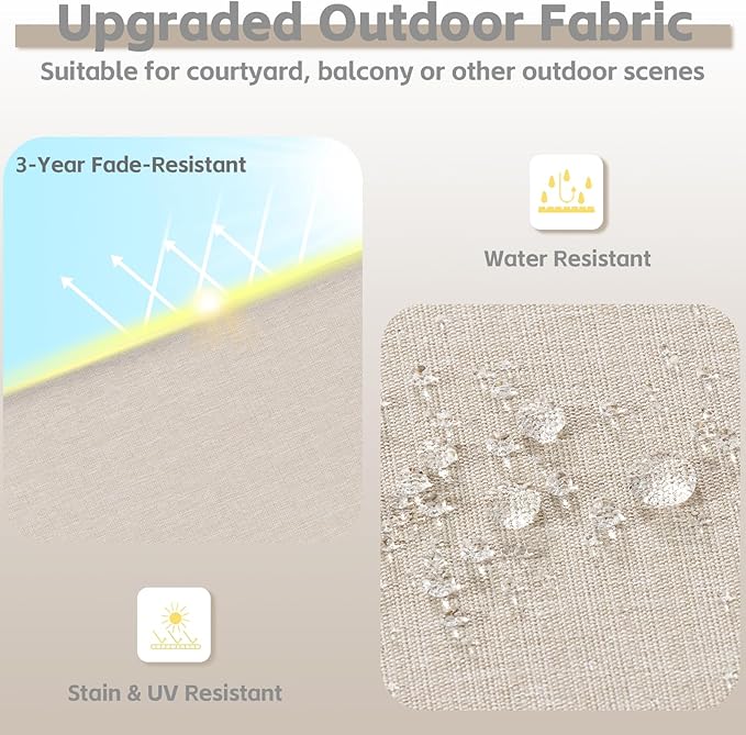 COZYVIDA Outdoor Chair Cushions Set of 4, 20"x20" Square Seat Pads with Tie Straps and YKK Zippers, 30D High-Density Foam, Water-Resistant Fabric,UV-Resistant 1000+ Hrs,Putty
