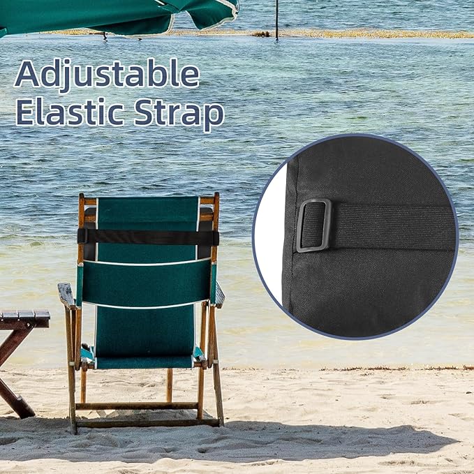 Chaise Lounge Head Pillow, 2 Pack Outdoor Patio Pillows with Adjustable Strap, Lounge Head Resting Pillow for Recliner Beach Pool Lounger Office Chair(Black,Water Resistant)