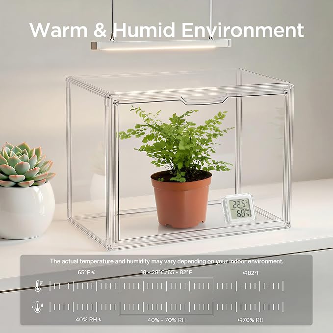 HBlife Mini Greenhouse for Indoor, Clear Stackable Green House with Magnetic Waterproof Door for Small Plants Nursery Germination and Display, Tabletop Portable Greenhouse, 14.1x8.6x10.6 Inch (3 Pack)