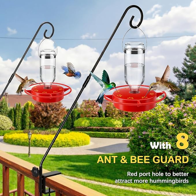 LemonRoad 3 Sets Hummingbird Feeder Replacement Bases Replaceable Red Plastic 8 Port Base for Select Threaded Bottle-Style Feeders, Screw-Together Design(No Bottles)
