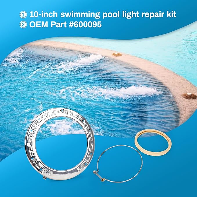 10'' Pool Light Maintenance Kit, Fixing Clamp 79111000,Sealing Ring 79101600Z, Stainless Steel Face Ring 79110600, Suitable for Maintenance and Replacement of 10 Inch Pool Lights