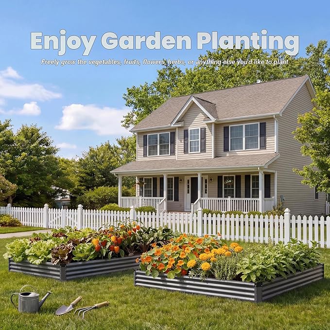 2Packs 6X3X1 FT Raised Garden Beds Outdoor, Planter Raised Beds for Gardening, Vegetables, Flowers, Large Metal Garden Box, Deep Plant Flower pots Outdoor(Dark Gray)