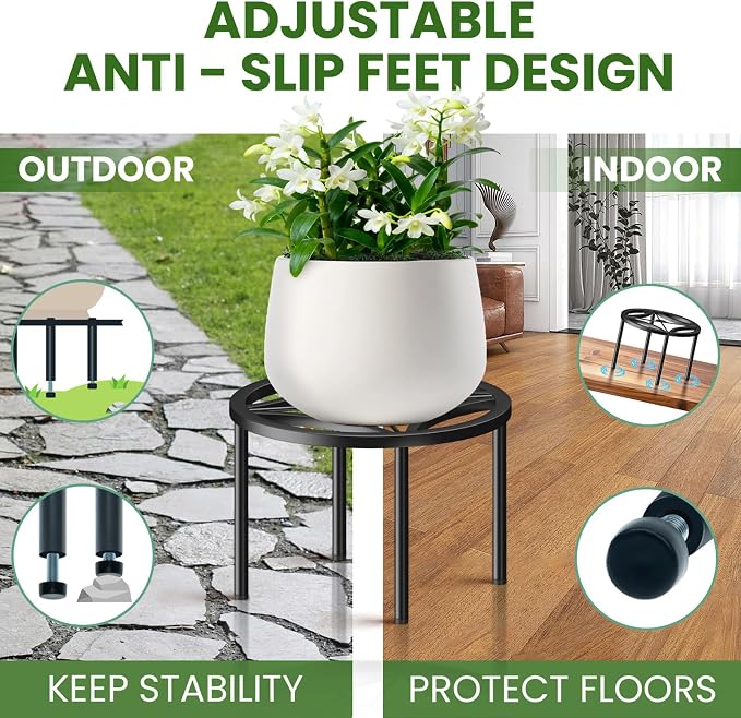 TOSKING 5-Pack Fully Assembled Heavy Duty Metal Plant Stands – Layered Indoor/Outdoor Display, Original Modern Geometric Flower Holder with Multiple Height Options, Rustproof, Adjustable Feet, 150-220 LBS Capacity, Sturdy & Durable for Outdoor, No Inst...