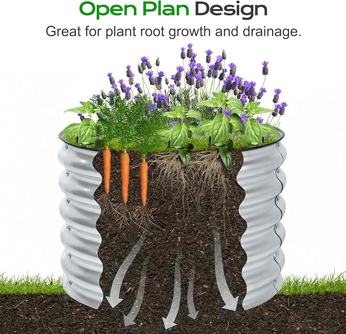 Aoodor 17" Tall 24" Metal Raised Garden Bed, Outdoor Planter Box and Raised Garden Kit for Vegetables, Flowers, and Herbs, Silver