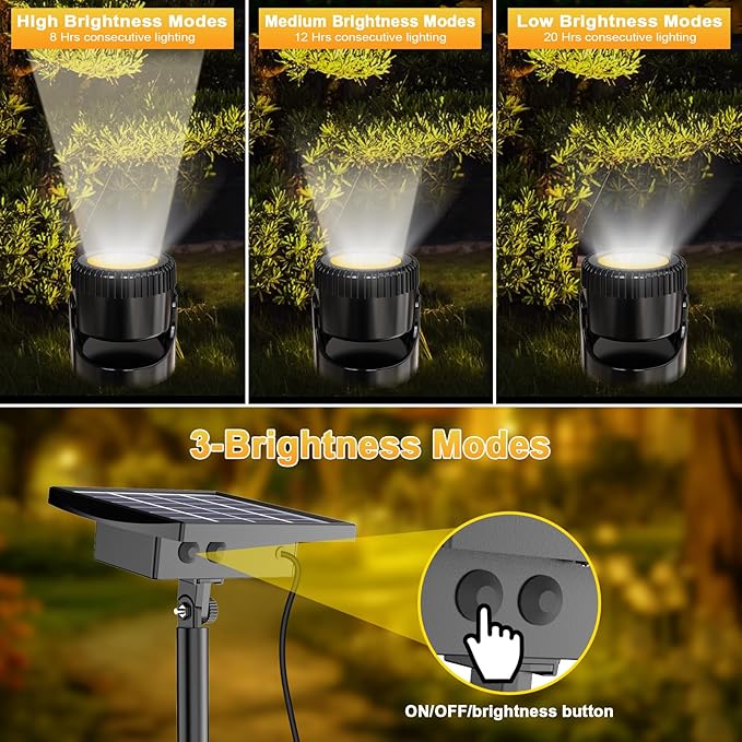 Solar Pond Lights, 3-in-1 Warm White Underwater Pond Lights, Smart Auto ON/Off Submersible LED Fountain Lights with 3-Brightness Modes, IP68 Waterproof for Pond, Garden, Patio, Pool, Waterfall Decor