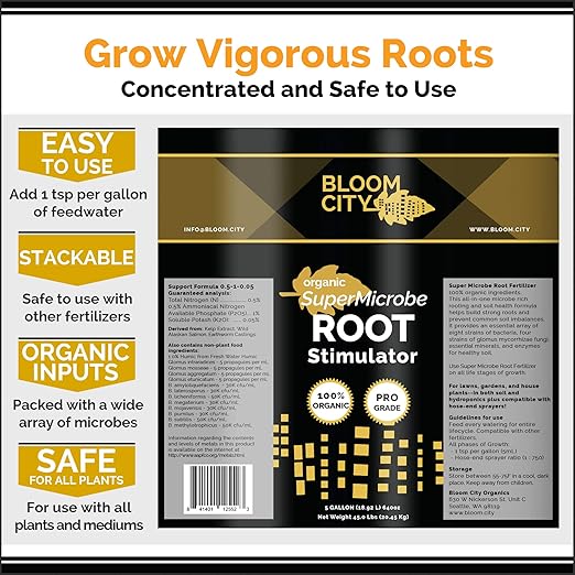 Bloom City SuperMicrobe Root Fertilizer – Liquid Microbial Plant Food for Explosive Root Development, Enhanced Nutrient Uptake & Stronger Plant Establishment, 32 oz