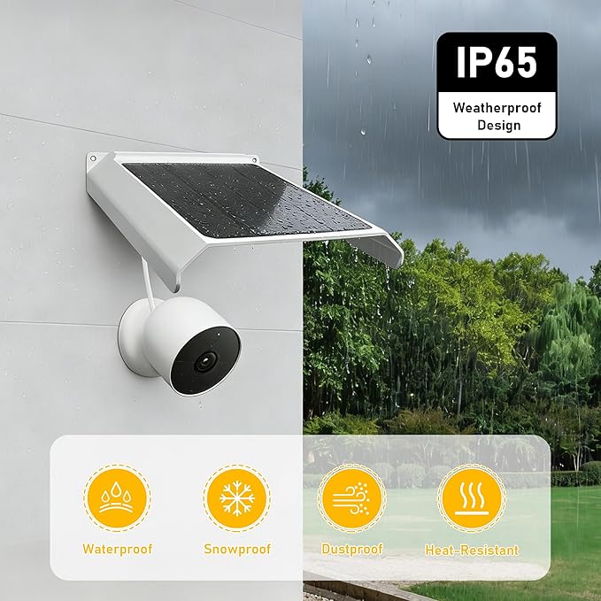 Solar Panel for Google Nest Camera, Solar Power Charger for Google Nest Cam Outdoor or Indoor(Battery-2nd Gen), Solar Panels Weatherproof Design for Google Nest (Camera Not Included)