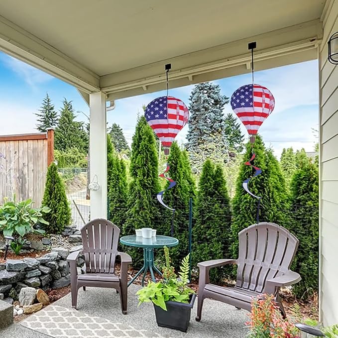 2Pack Hot Air Balloon Wind Spinner, 59" x 12" Garden Windmills and Spinners Decorations Large Outdoor Hanging Decor Lawn Yard Windsock Ornaments Colorful Wind Hanging Patriotic Wind Catchers Ornaments