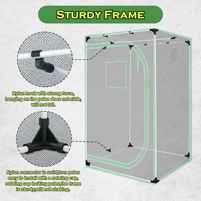 Grow Tent for Plants Indoor 48"x48"x78" Mylar Hydroponic Grow Tents Indoor Grow Room for Plant Fruit Flower Veg with Observation Window & Removable Waterproof Floor Tray