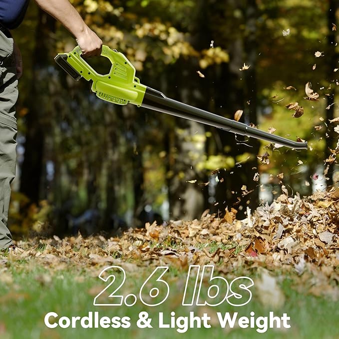 Leaf Blower Cordless with 2 Battery and Charger, 130MPH 180CFM High Speed Leaf Blower with 2 Tubes, 20V Electric Leaf Cleaner, Lightweight Handheld Blowers for Lawn Care, Patio, Garden, House, Depot