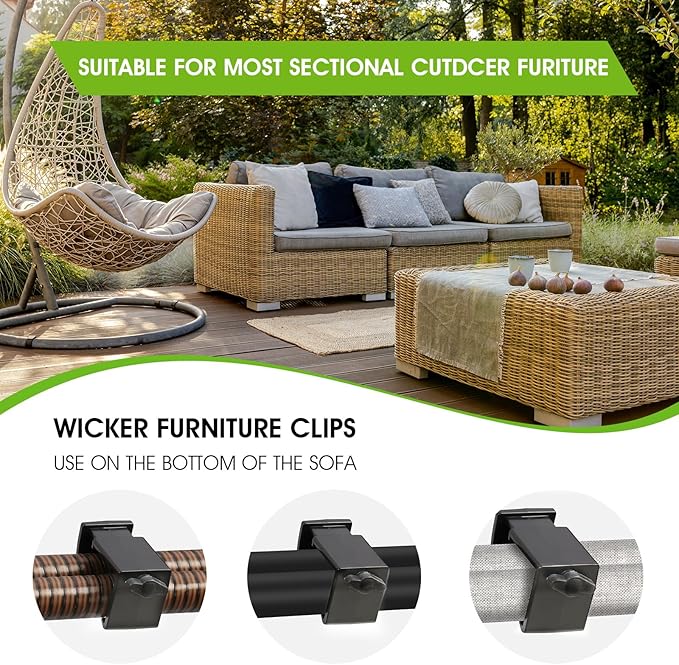 Adjustable Outdoor Furniture Clips Patio Sofa Sectional Chair Clips, Rattan Furniture Clamps Wicker Chair Fasteners, Connect the Sectional or Module Outdoor Couch
