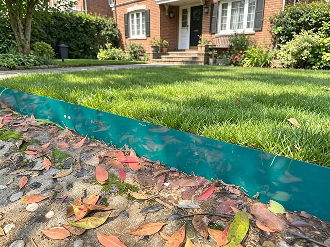 A ANLEOLIFE 20FT Galvanized Steel Landscape Edging, 6-Pack 40" L x 6" H Hammer-in Metal Garden Border with 10 Stakes for Lawn, Pathway, Flower Beds – Green