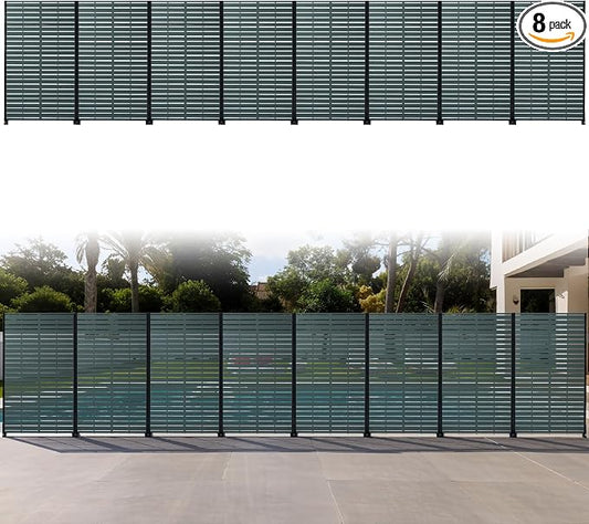 Privacy Screen Outdoor 60" Hx35 W Freestanding Privacy Panel with Stand, HDPE Decorative Privacy Fence with Sandblasting Louver Pattern, Patio Divider Screen, Privacy Screens for Outside