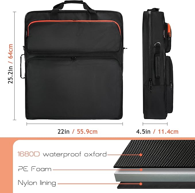 Solar Panel Storage Bag Compatible with 2 Jackery 100W / 200W, Padded Portable Solar Panel Travel Bag Compatible with Jackery SolarSaga (100W | 25.2"×22"×4.5")