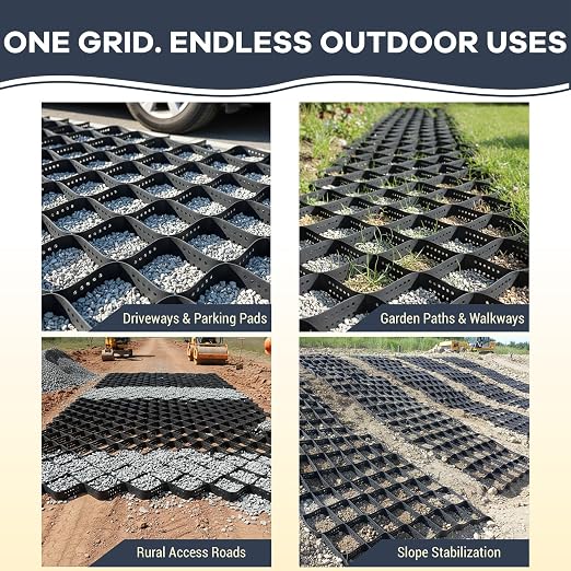 17.6 ft × 6.6 ft Gravel Grid Geocell Ground Grid for Driveways, Parking Pads & Slopes — Ground Stabilization for Gravel & Soil, Ideal for Livestock Areas, Paths, Sheds & Mud Control