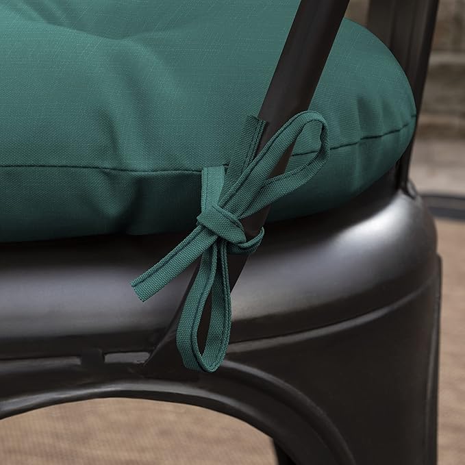 Arden Outdoor Tufted Bistro Seat Cushion, Set of 4, 14.5 in x 15 in, Rain-Proof, Fade Resistant Peacock Blue Green Texture