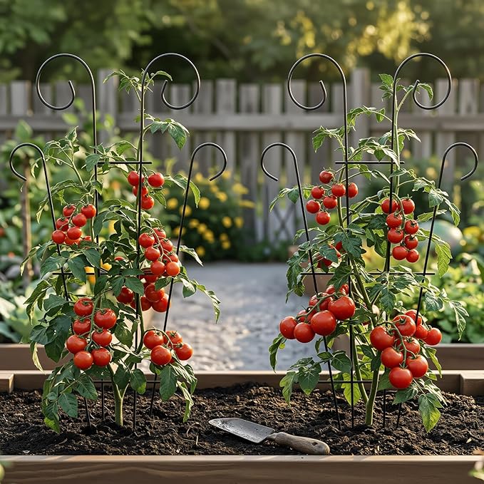 Thealyn 4 Pack 43 Inch Plant Trellis for Potted Plants, Metal Garden Trellis for Climbing Plants, Indoor Outdoor Decorative Vine Support for Pots, Wave Shape, Black