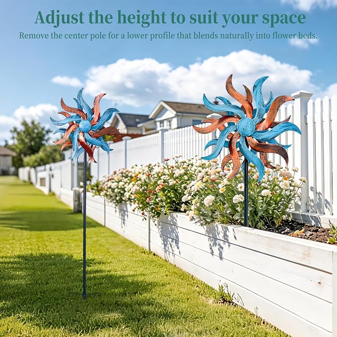 360° Wind Spinners Outdoor Metal Wind Sculpture Willow Leaf with Stake for Yard Garden Patio Lawn Decor