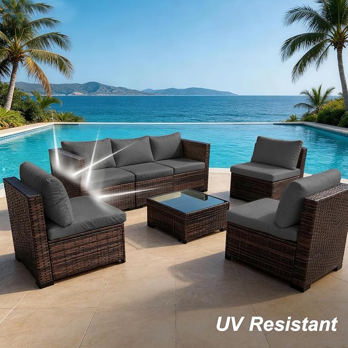12 Pcs Patio Cushion Covers, Outdoor Rattan Sectional Sofa Cushion Covers, Replacement Washable & Reusable Furniture Protector for Patio Couch (12Pcs-Gray, 25.6 * 25.6 * 4-inch)
